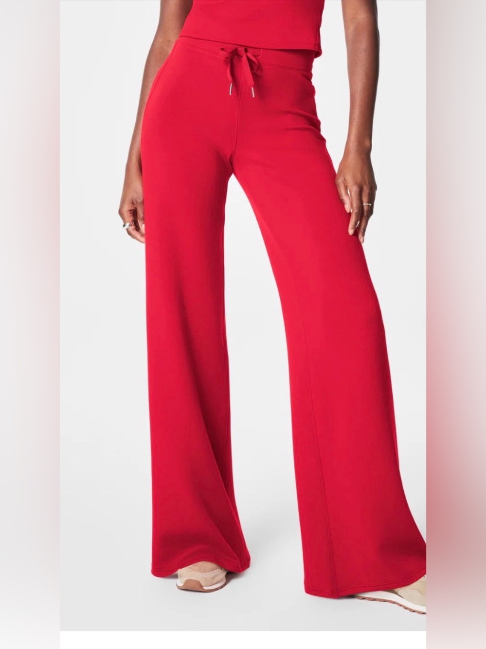 Wide-Leg Red Women's Pull-On Pants